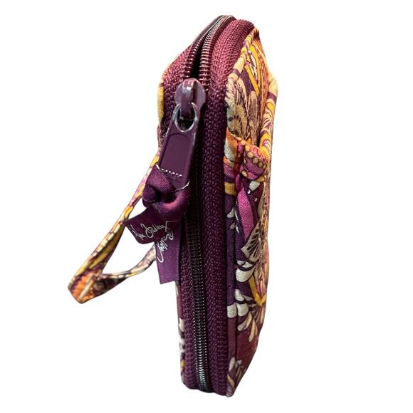 Vera Bradley Wristlet Zip ID Coin Pockets Quilted Safari Sunset Purple Purse - Picture 4 of 12